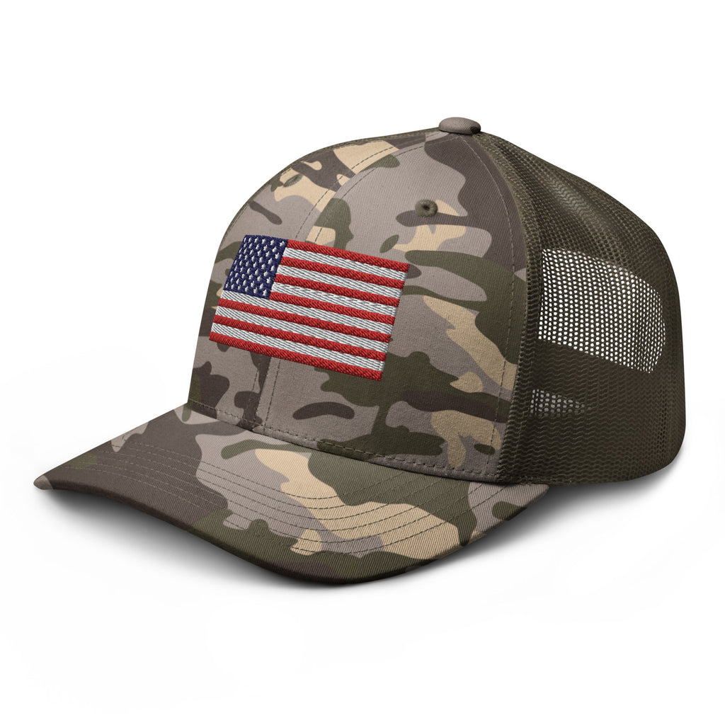 Swamp Cammo Hat With US Flag - VeteranShirts