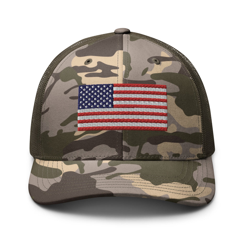 Swamp Cammo Hat With US Flag - VeteranShirts