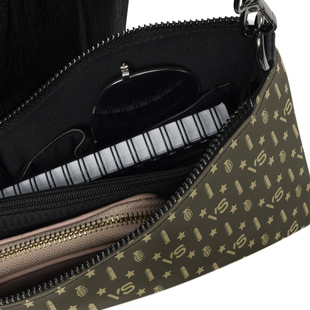 VS Handbag (Vs Logo Stars, Bullets, Grenades Brown) - VeteranShirts