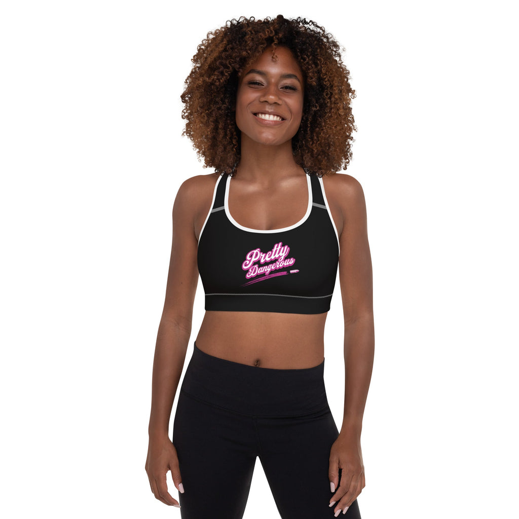 VS Pretty Dangerous Padded Sports Bra (Black) - VeteranShirts