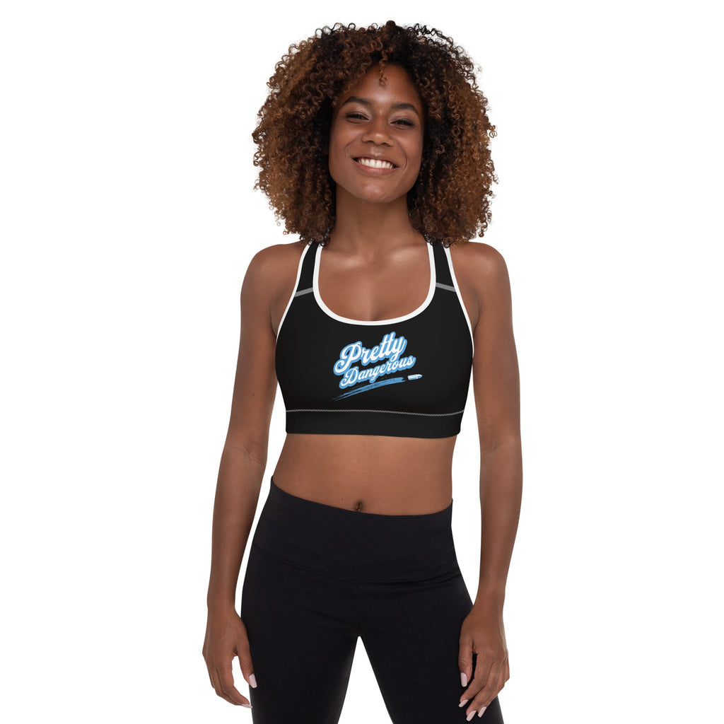 VS Pretty Dangerous Padded Sports Bra (Blue) - VeteranShirts