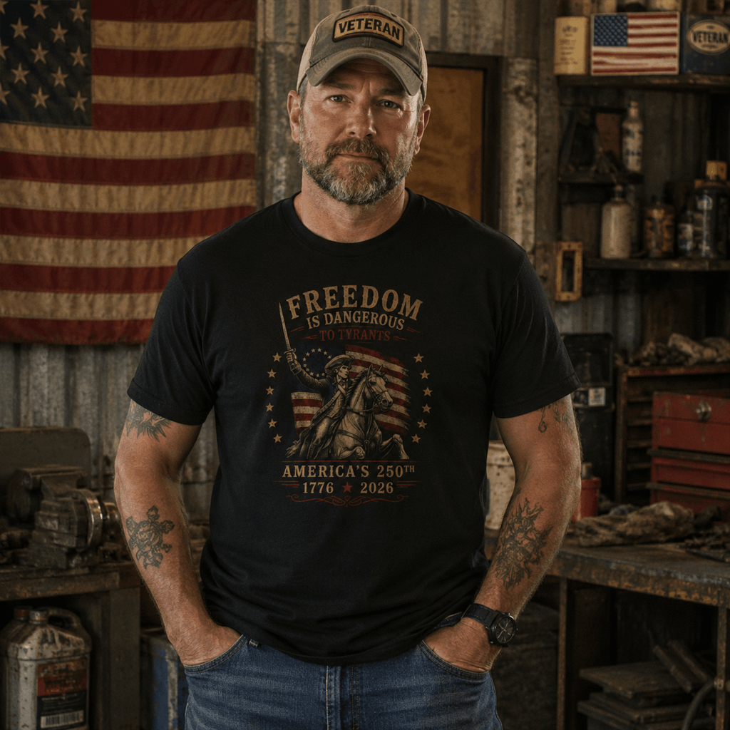Freedom Is Dangerous To Tyrants Shirt | America 250 Patriotic Tee - VeteranShirts