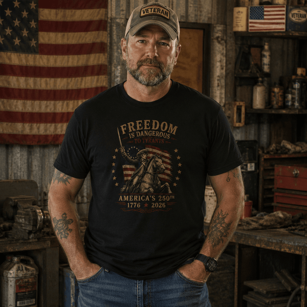 Freedom Is Dangerous To Tyrants Shirt | America 250 Patriotic Tee - VeteranShirts