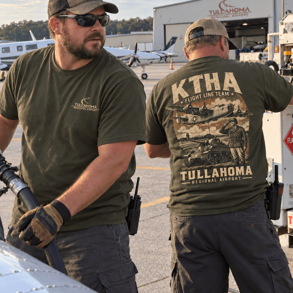 KTHA Tullahoma Regional Airport Flight Line Team Shirt - VeteranShirts
