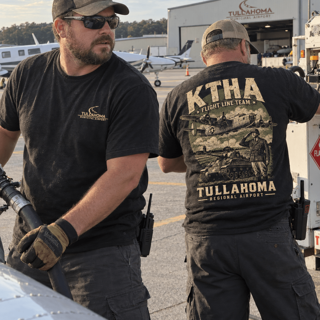 KTHA Tullahoma Regional Airport Flight Line Team Shirt - VeteranShirts