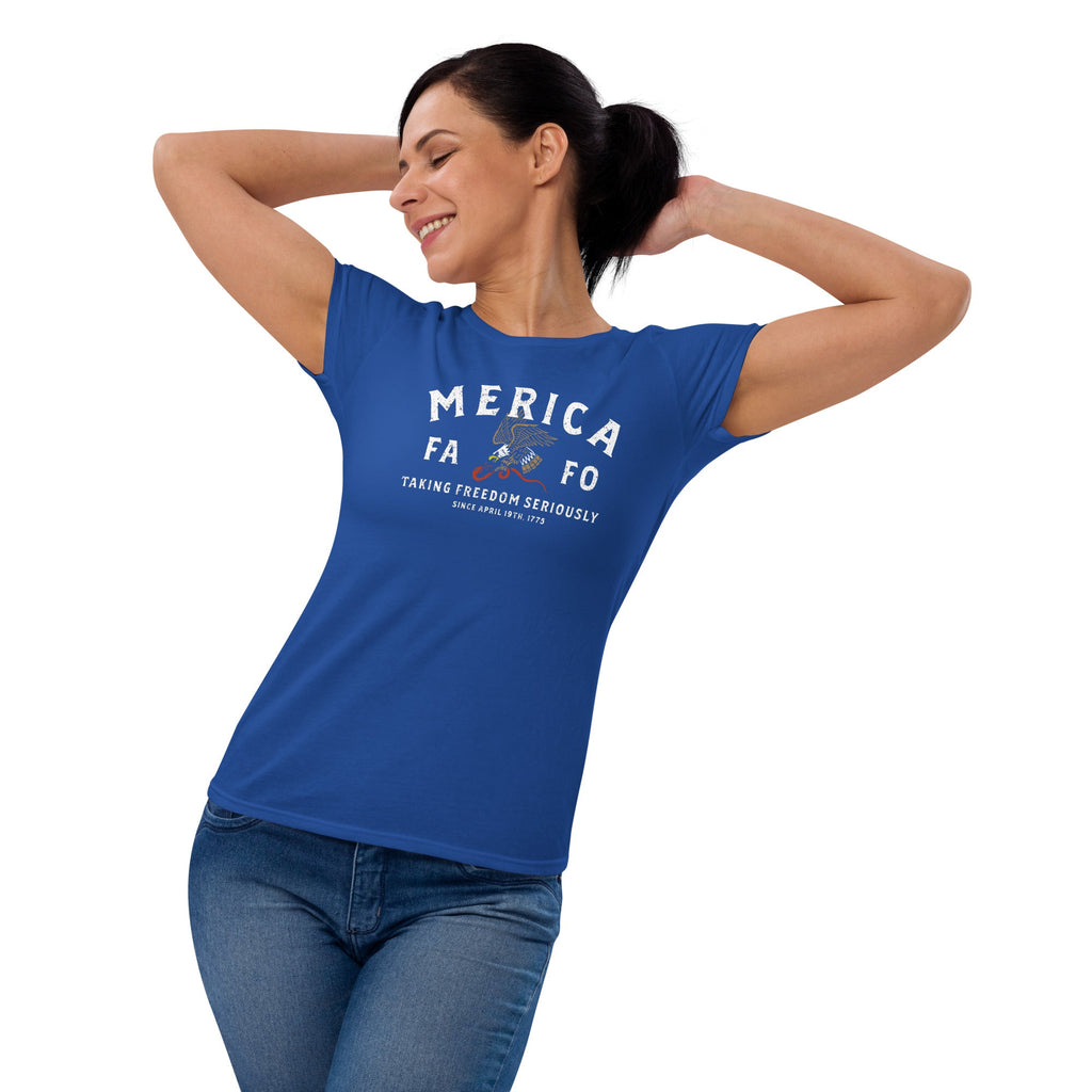 Women's MERICA short sleeve t - shirt - VeteranShirts